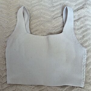 Babaton White Ribbed Tank Top